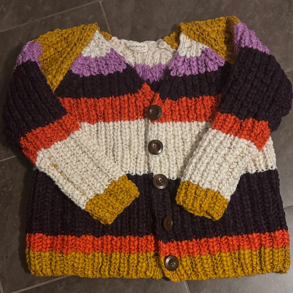 Free People Multicolor Chunky Knit Cardigan